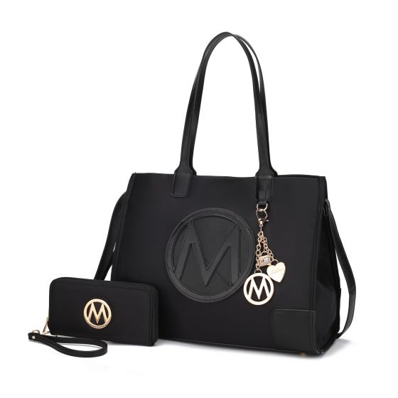 MKF-X616BK-BK Louise Tote & Wallet Set, Black -  MKF Collection by Mia K.