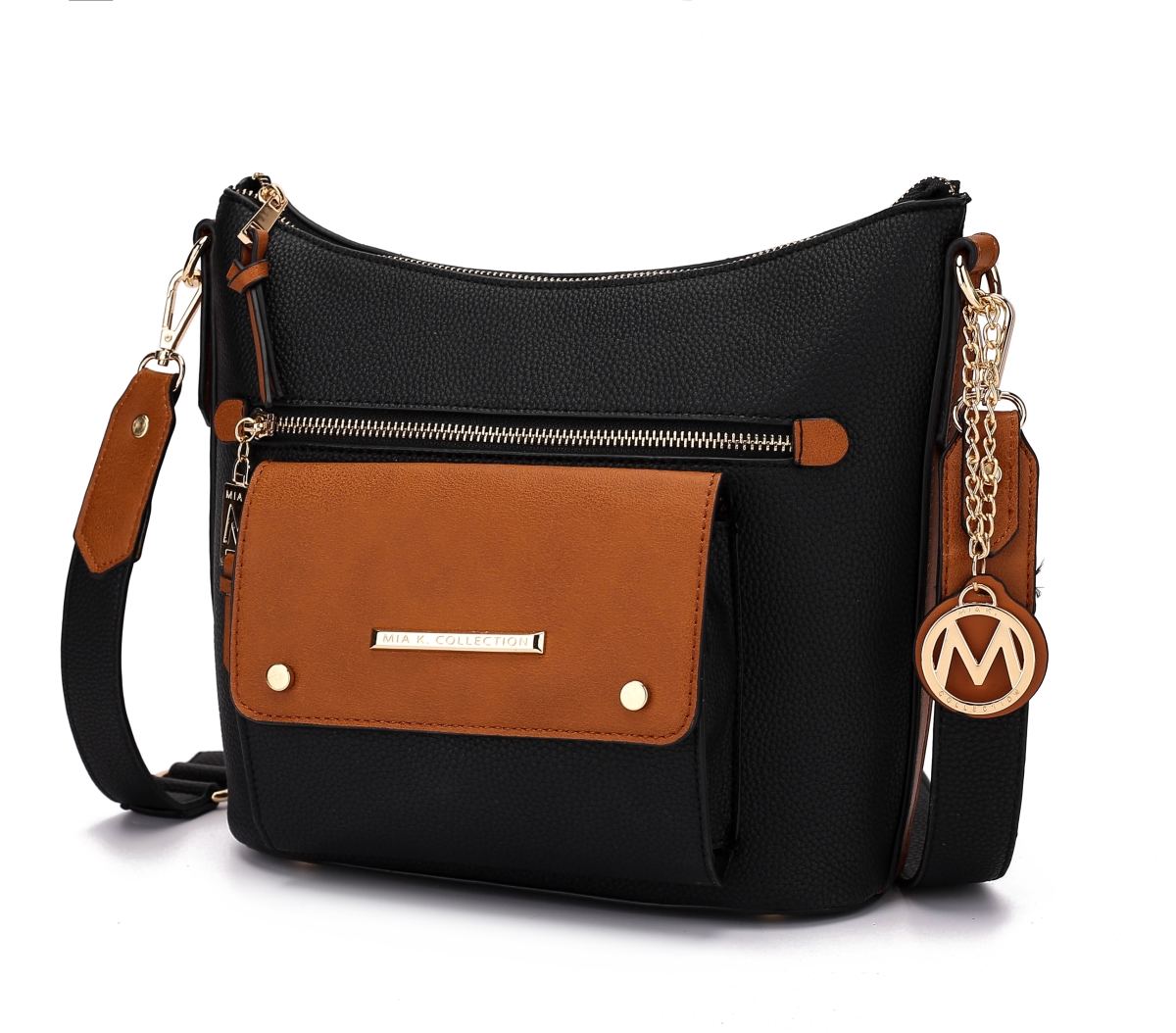 MKF-X673BK-COG Candace Cross-body Bag, Black & Cognac -  MKF Collection by Mia K.