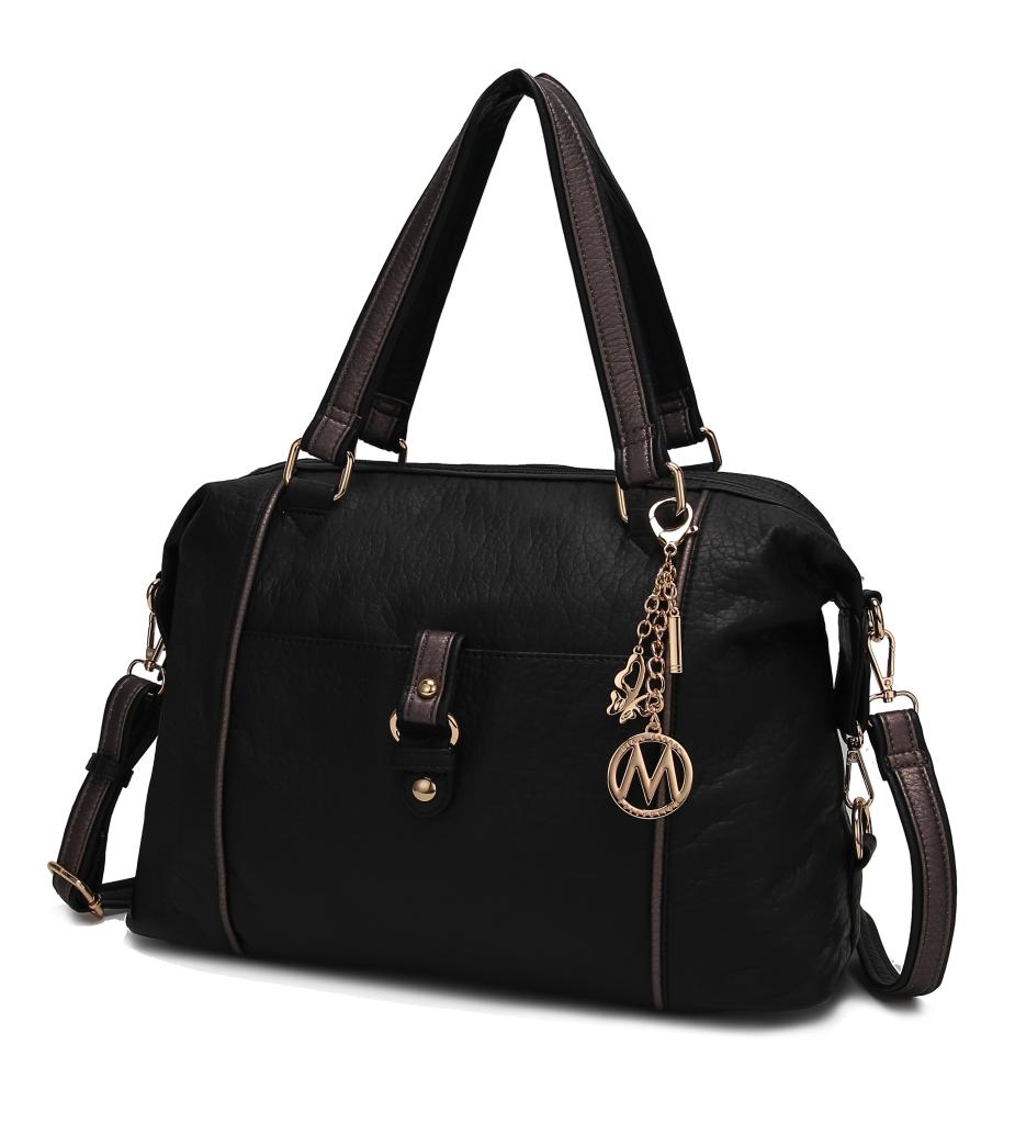 MKF-TSKC-X416BK-PW Opal Lightweight Satchel Bag - Black Pewter -  MKF Collection by Mia K.