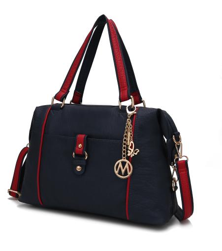 MKF-TSKC-X416NV-RD Opal Lightweight Satchel Bag - Navy & Red -  MKF Collection by Mia K.