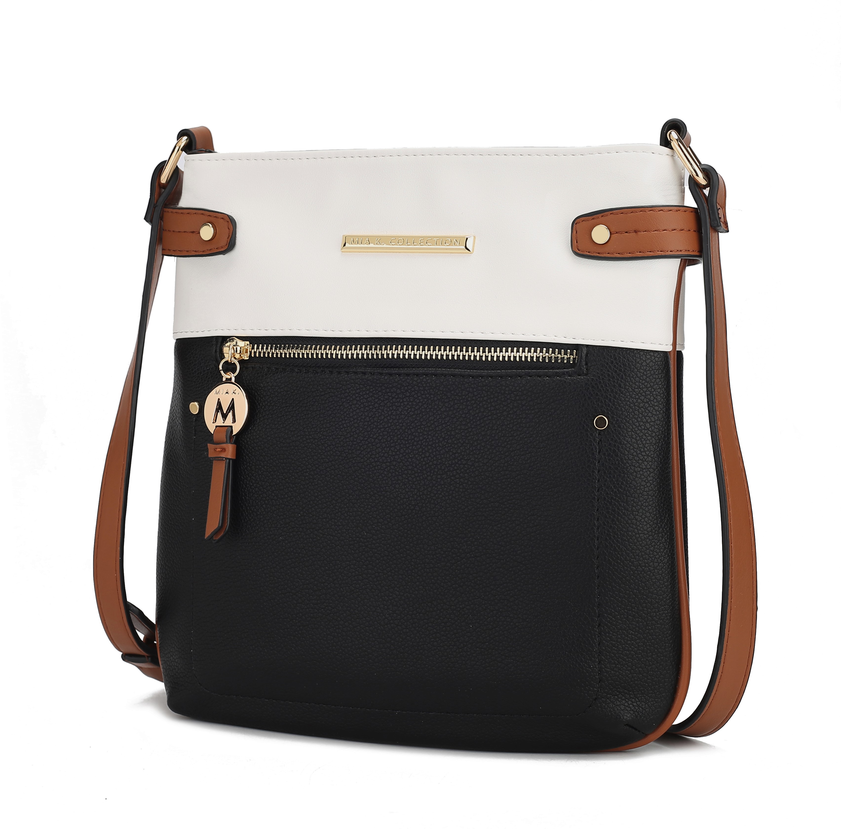 MKF-X696BK-COG Camilla Crossbody Bag, Black & Cognac -  MKF Collection by Mia K.