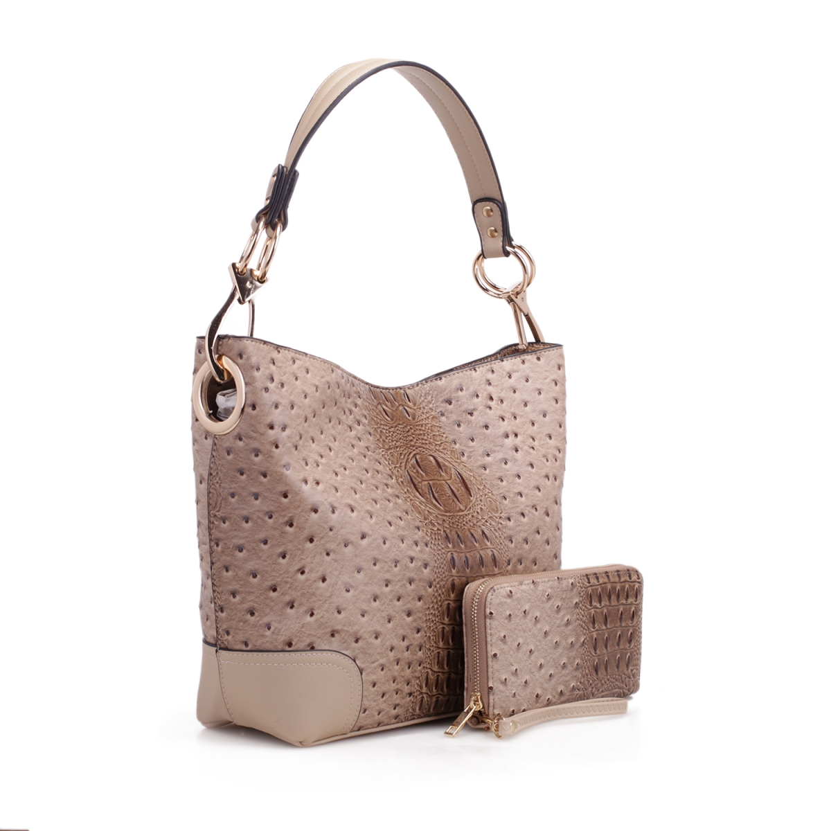 Picture of MKF Collection by Mia K MKF-1470BG 8 x 4 x 1.5 in. Wandy Soft Vegan Leather Hobo Bag & Wallet Set&#44; Beige