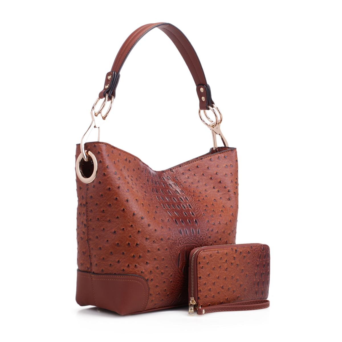 Picture of MKF Collection by Mia K MKF-1470BR 8 x 4 x 1.5 in. Wandy Soft Vegan Leather Hobo Bag & Wallet Set&#44; Brown