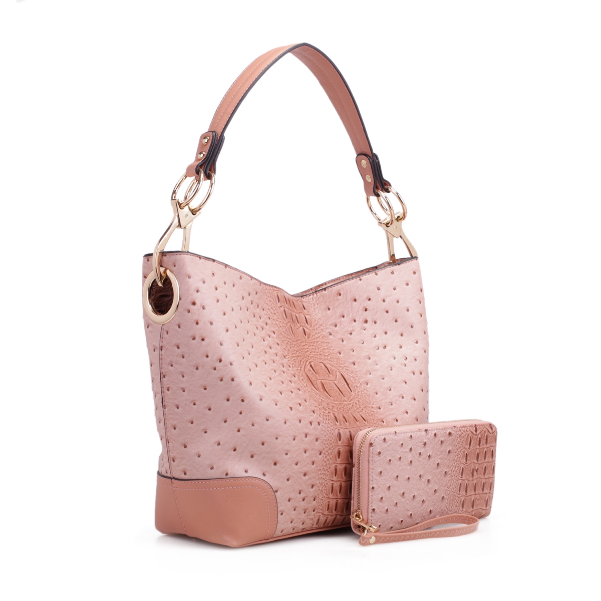 Picture of MKF Collection by Mia K MKF-1470BLS 8 x 4 x 1.5 in. Wandy Soft Vegan Leather Hobo Bag & Wallet Set&#44; Blush