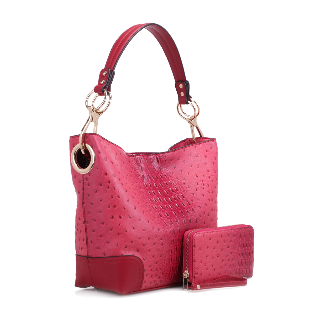 Picture of MKF Collection by Mia K MKF-1470CR 8 x 4 x 1.5 in. Wandy Soft Vegan Leather Hobo Bag & Wallet Set&#44; Coral
