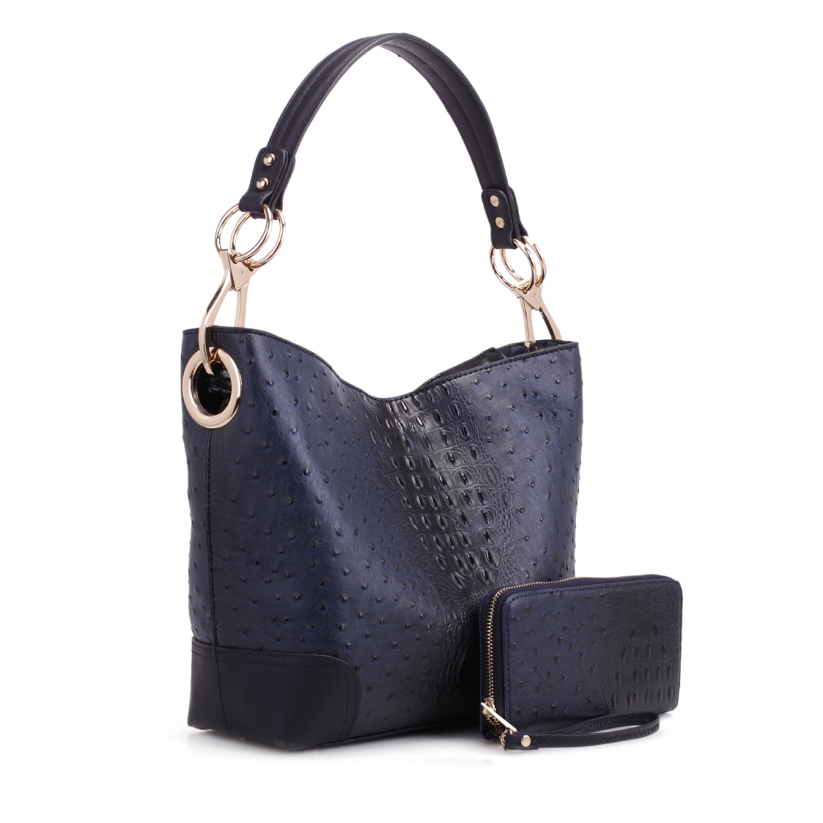 Picture of MKF Collection by Mia K MKF-1470NV 8 x 4 x 1.5 in. Wandy Soft Vegan Leather Hobo Bag & Wallet Set&#44; Navy