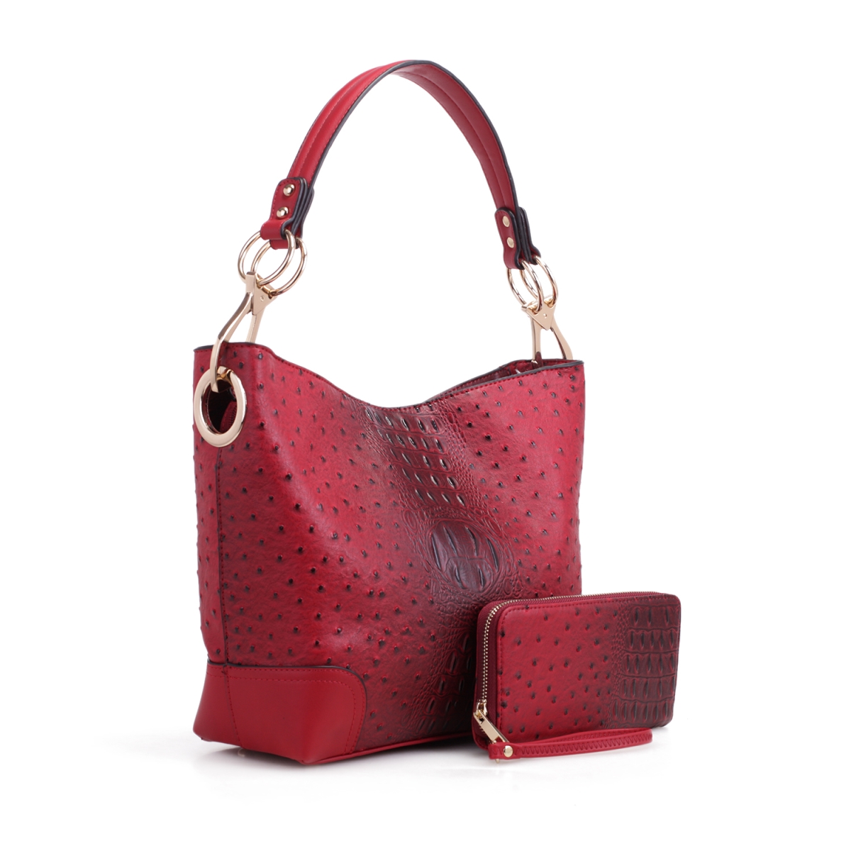 Picture of MKF Collection by Mia K MKF-1470RD 8 x 4 x 1.5 in. Wandy Soft Vegan Leather Hobo Bag & Wallet Set&#44; Red
