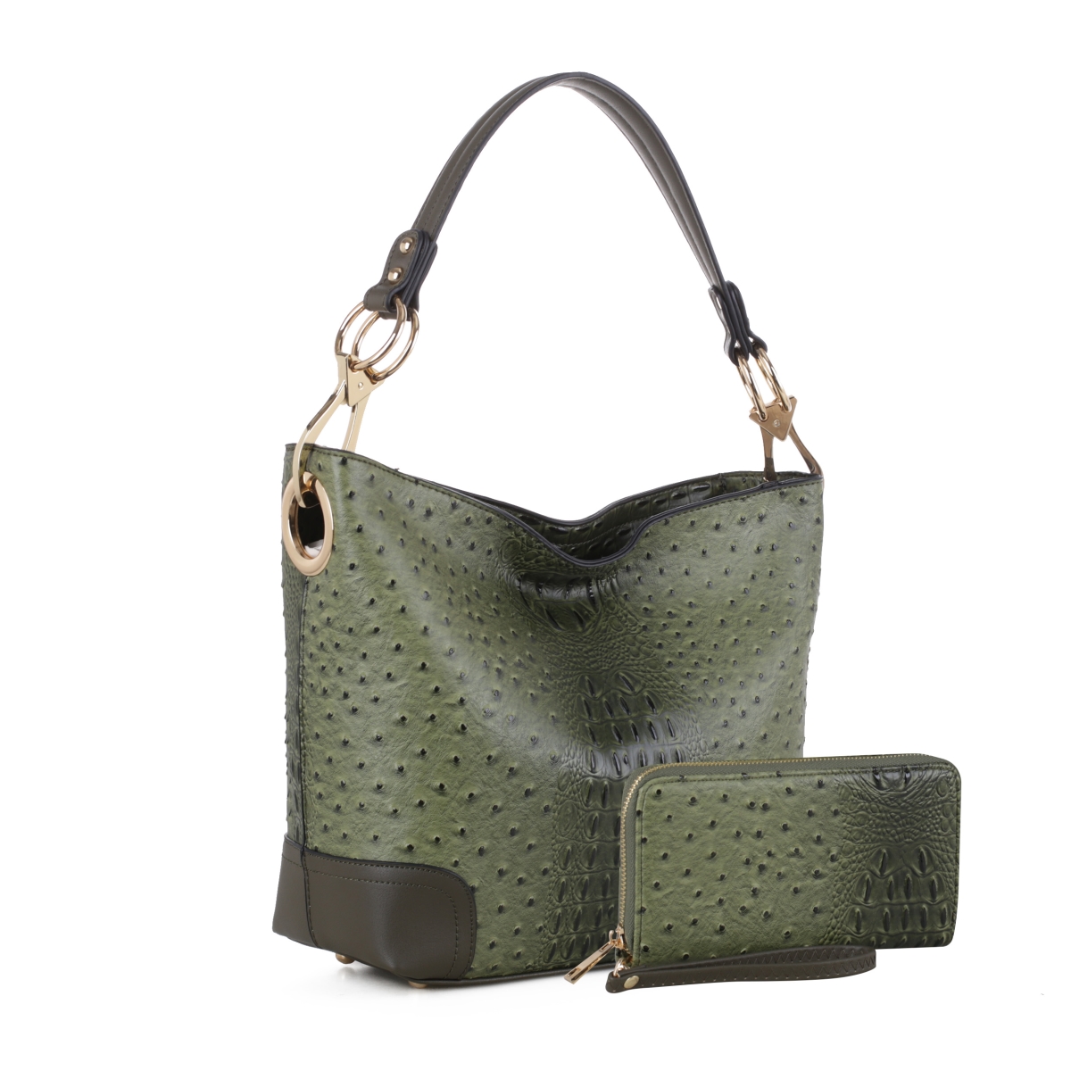 Picture of MKF Collection by Mia K MKF-1470GRN 8 x 4 x 1.5 in. Wandy Soft Vegan Leather Hobo Bag & Wallet Set&#44; Green