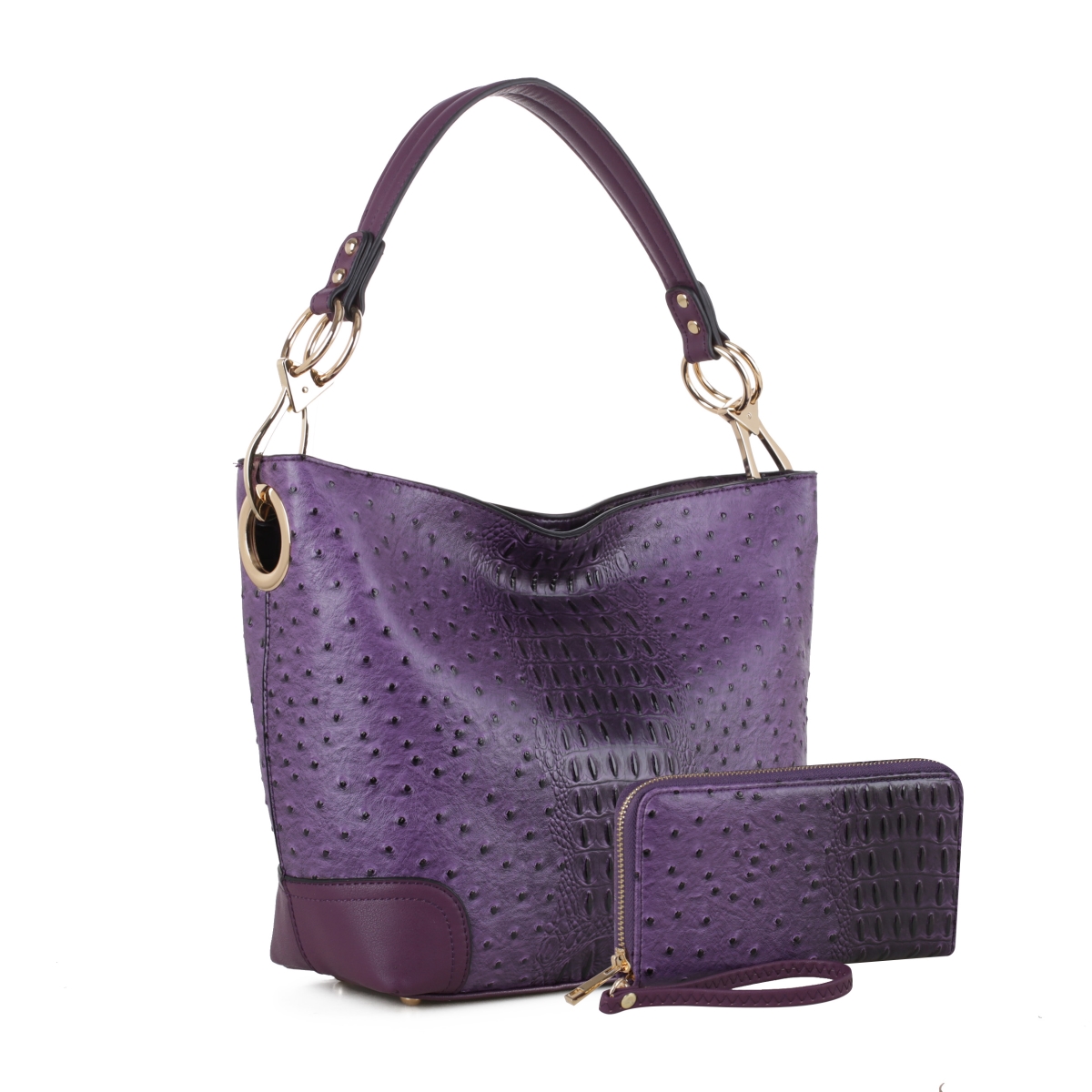 Picture of MKF Collection by Mia K MKF-1470VL 8 x 4 x 1.5 in. Wandy Soft Vegan Leather Hobo Bag & Wallet Set&#44; Violet