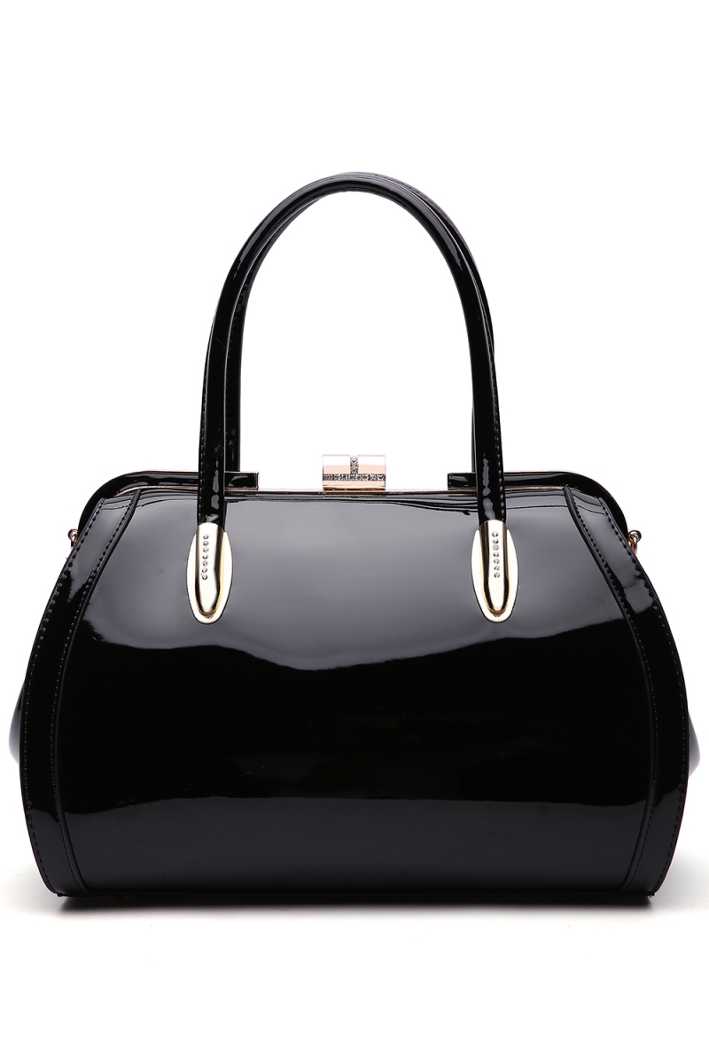 Picture of MKF Collection by Mia K. MKF-1691BK Marlene Patent Satchel Handbag&#44; Black