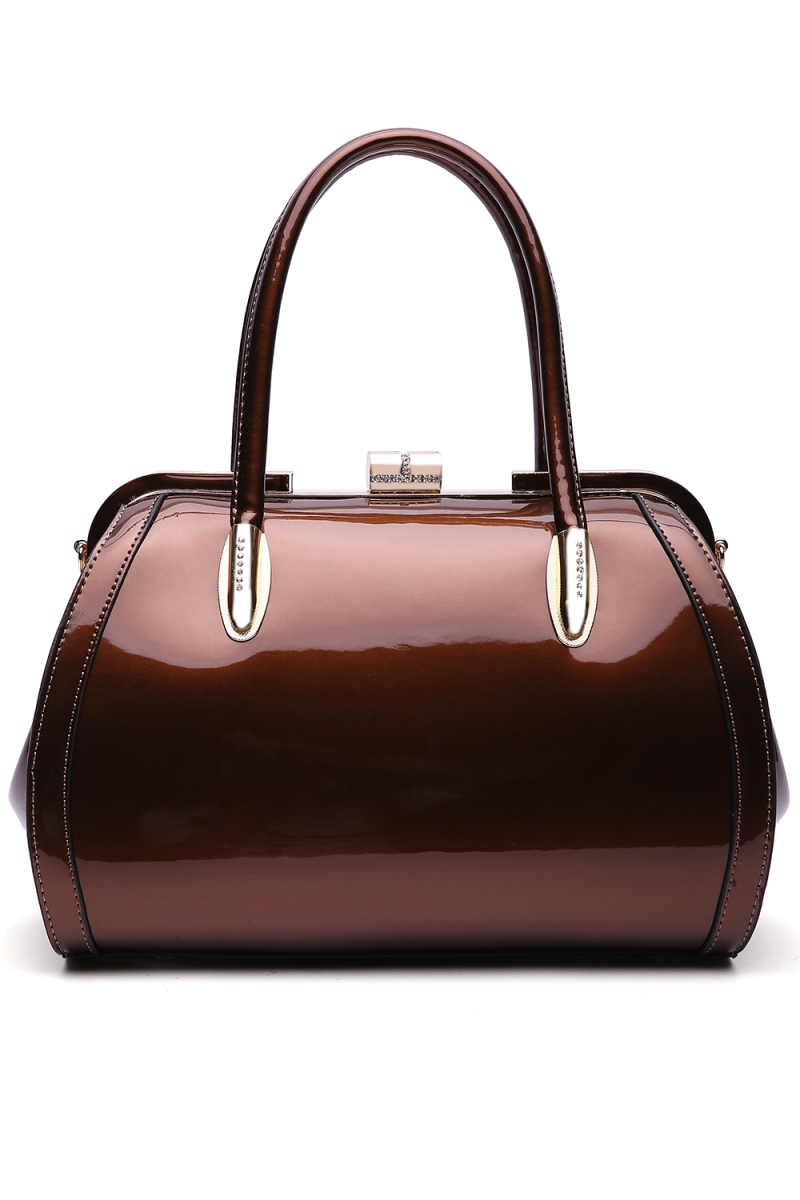 Picture of MKF Collection by Mia K. MKF-1691BRZ Marlene Patent Satchel Handbag&#44; Bronze