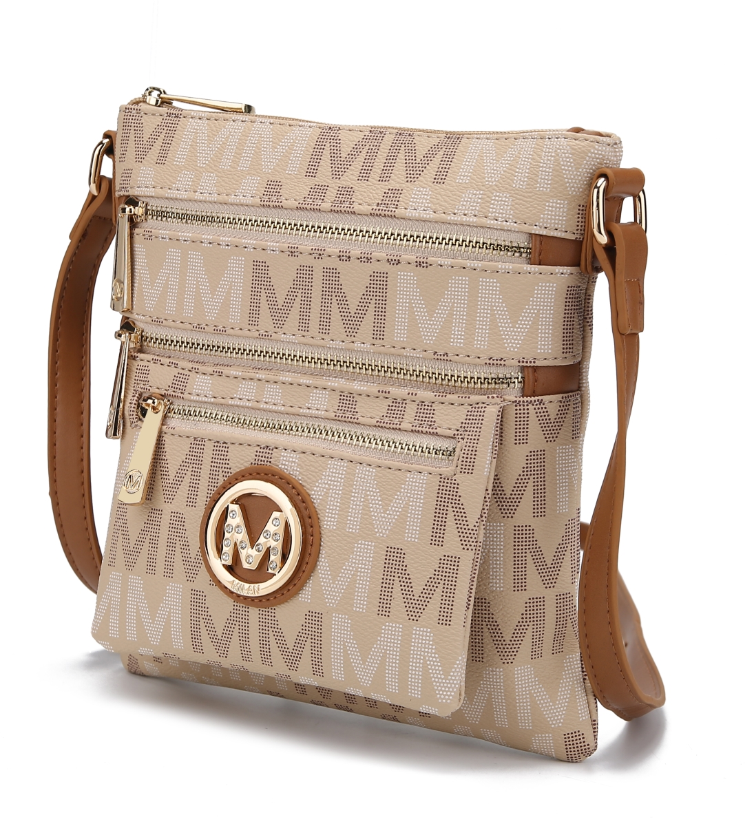 Picture of MKF Collection by Mia K MKF-MU6362BG Faux Leather Beatrice Crossbody Bag, Beige