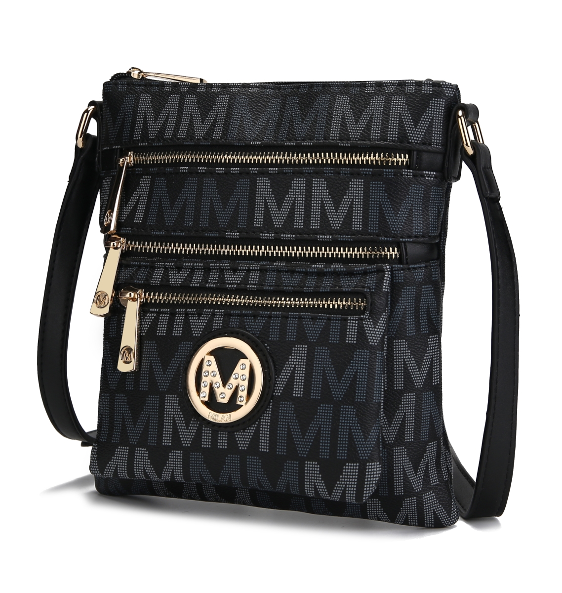 Picture of MKF Collection by Mia K MKF-MU6362BK Faux Leather Beatrice Crossbody Bag&#44; Black