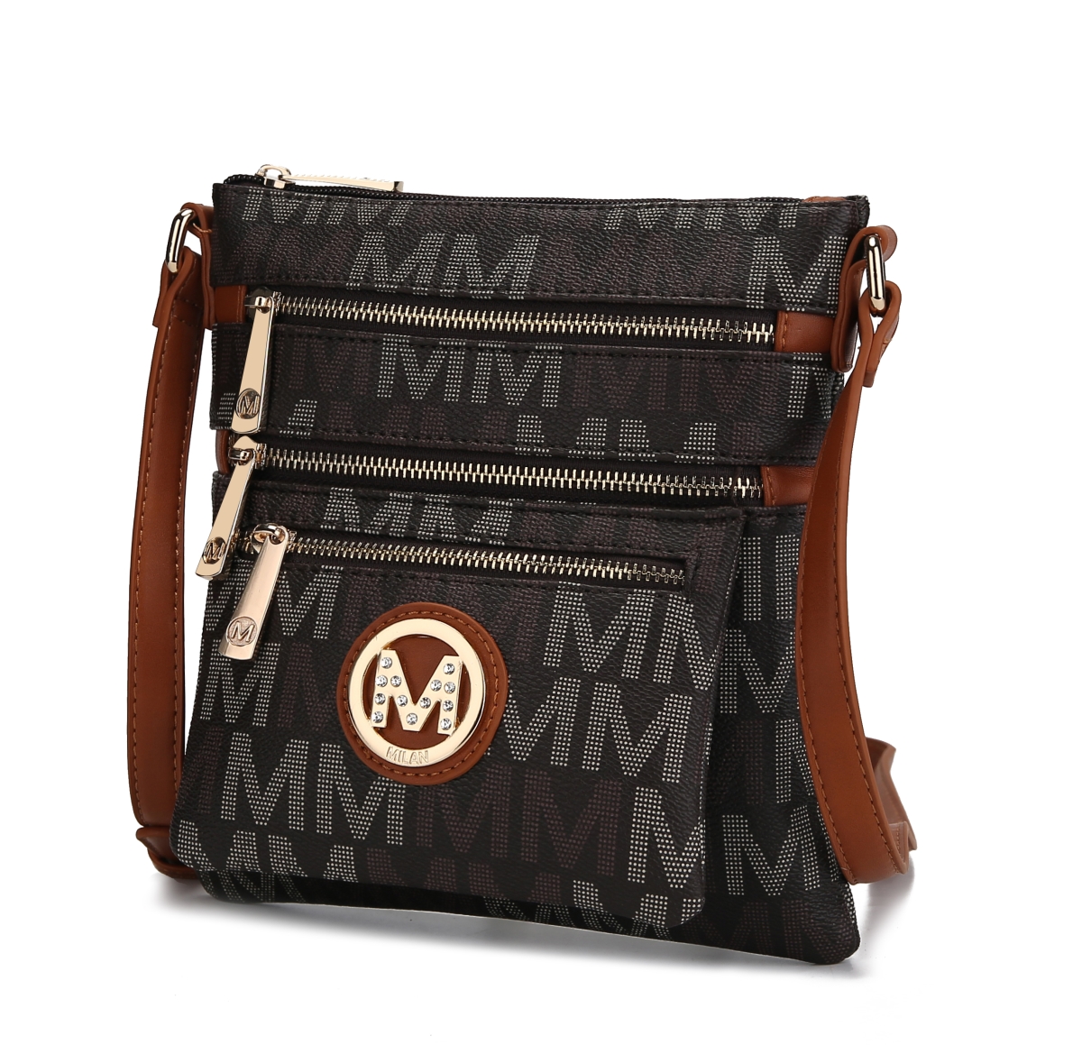 Picture of MKF Collection by Mia K MKF-MU6362BR Faux Leather Beatrice Crossbody Bag, Brown