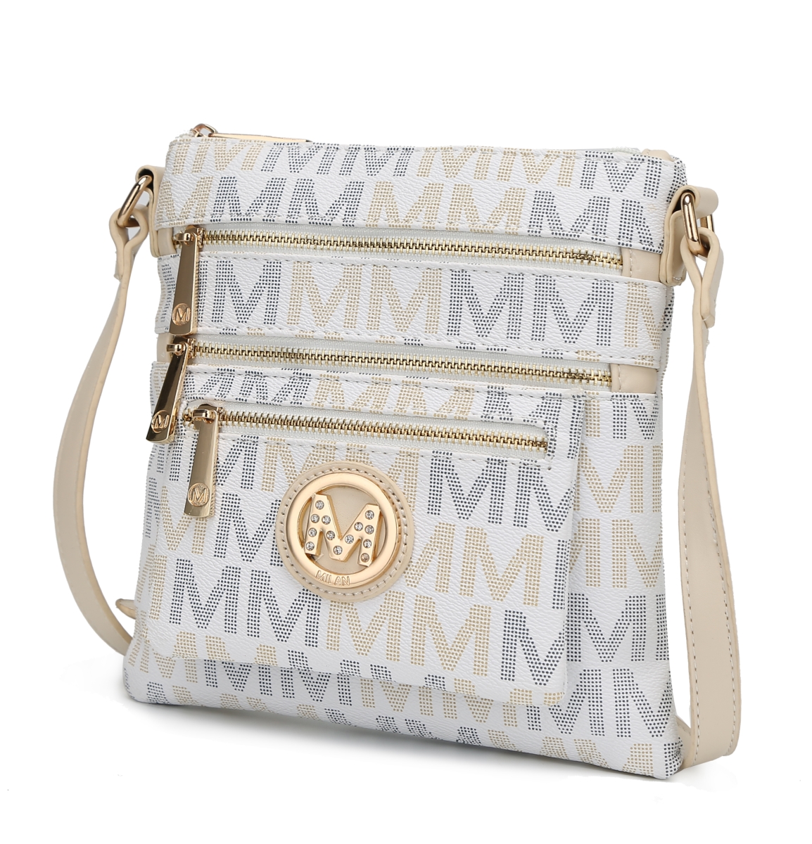 Picture of MKF Collection by Mia K MKF-MU6362WH Faux Leather Beatrice Crossbody Bag, White