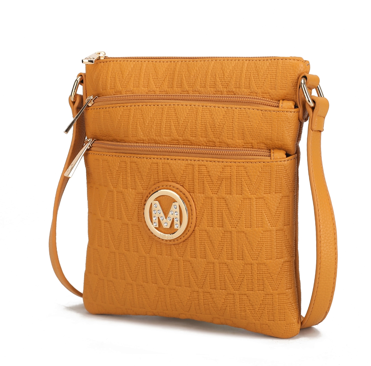 Picture of MKF Collection by Mia K. MKF-PU7796MS Lennit Embossed M Signature Crossbody Bag