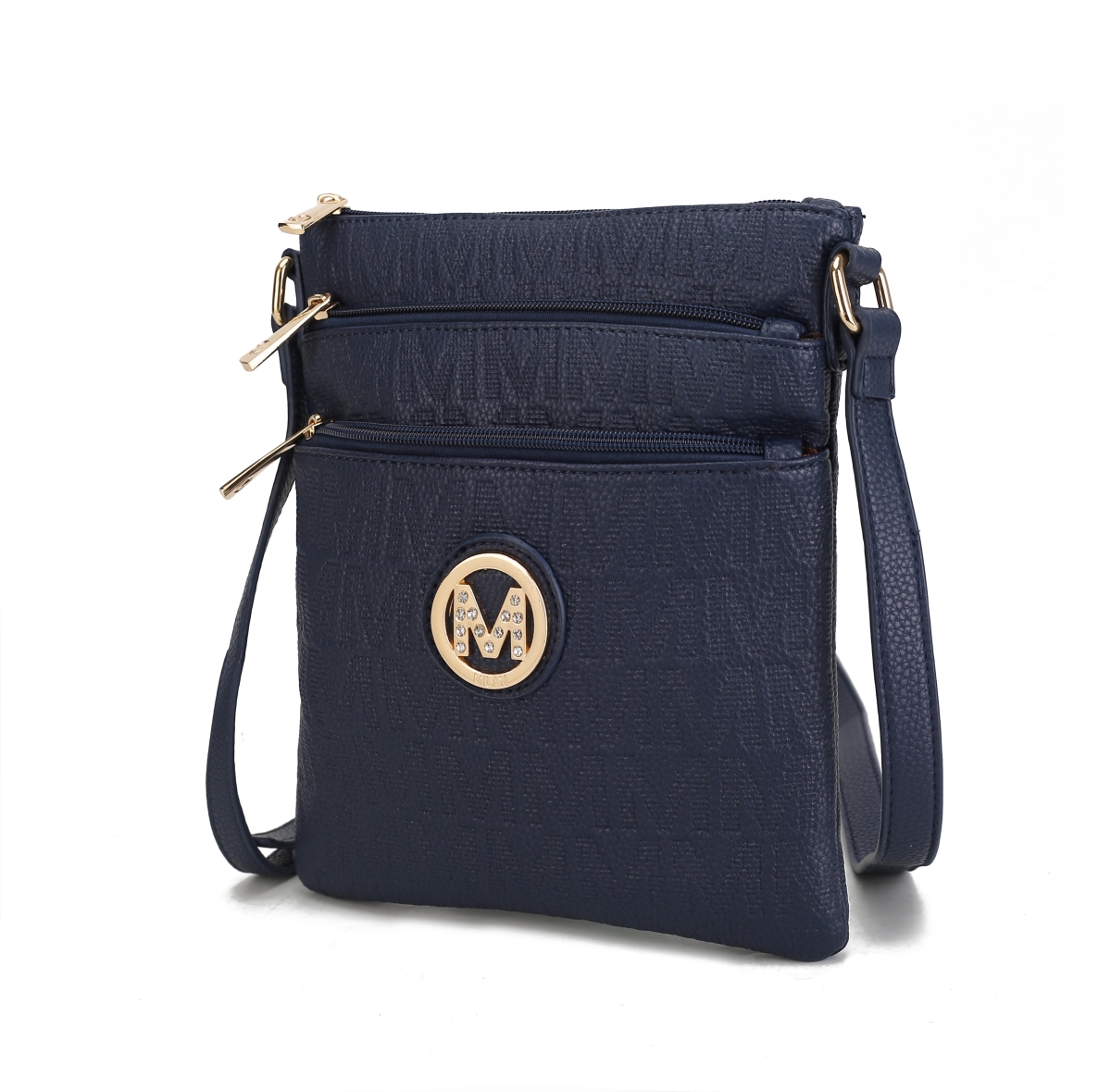 Picture of MKF Collection by Mia K. MKF-PU7796NV Lennit Embossed M Signature Crossbody Bag