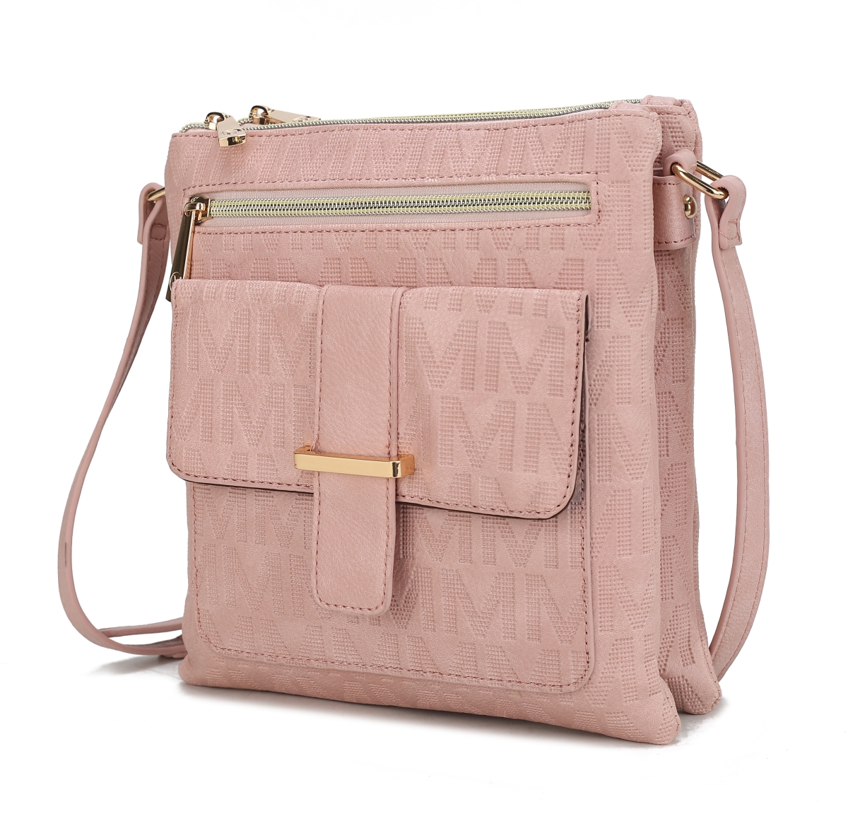 Picture of MKF Collection by Mia K. MKF-PU7797RPK Janni Signature Embossed Crossbody Bag