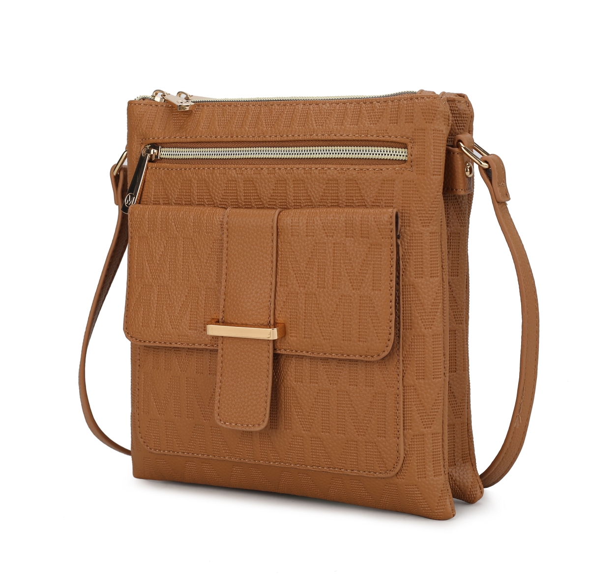 Picture of MKF Collection by Mia K. MKF-PU7797TN Janni Signature Embossed Crossbody Bag