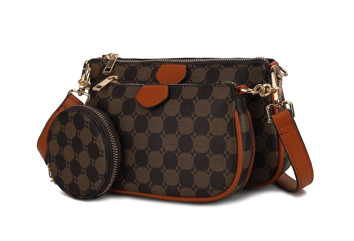 Picture of MKF Collection by Mia K. MKF-2579BR Evanna Crossbody Bag, Brown - 3 Piece