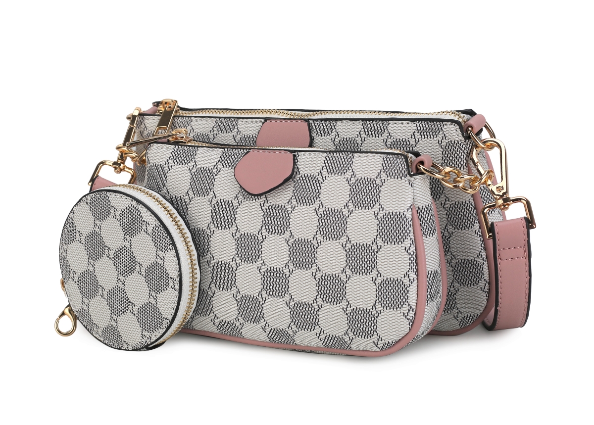 Picture of MKF Collection by Mia K. MKF-2579PK Evanna Crossbody Bag&#44; Pink & White - 3 Piece