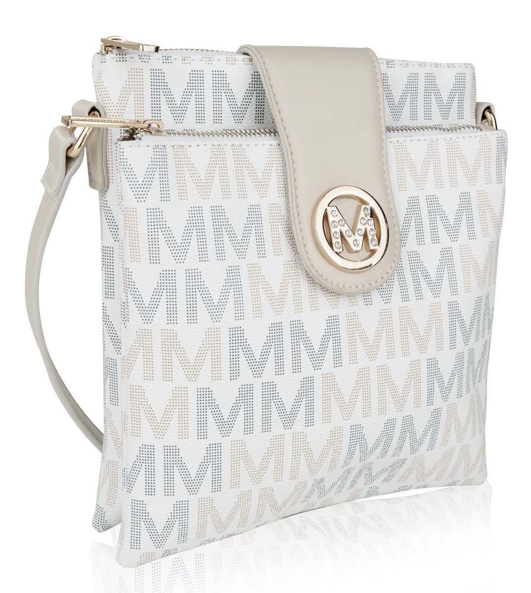Picture of MKF Collection MKF-MU6342WH Nadien Milan M Signature Crossbody Bag&#44; White