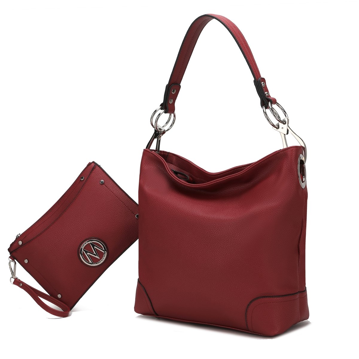 MKF-SL-X660RD Viviana Vegan Leather Womens Hobo Bag by Mia K with Wristlet  2 pieces -  MKF Collection by Mia K.