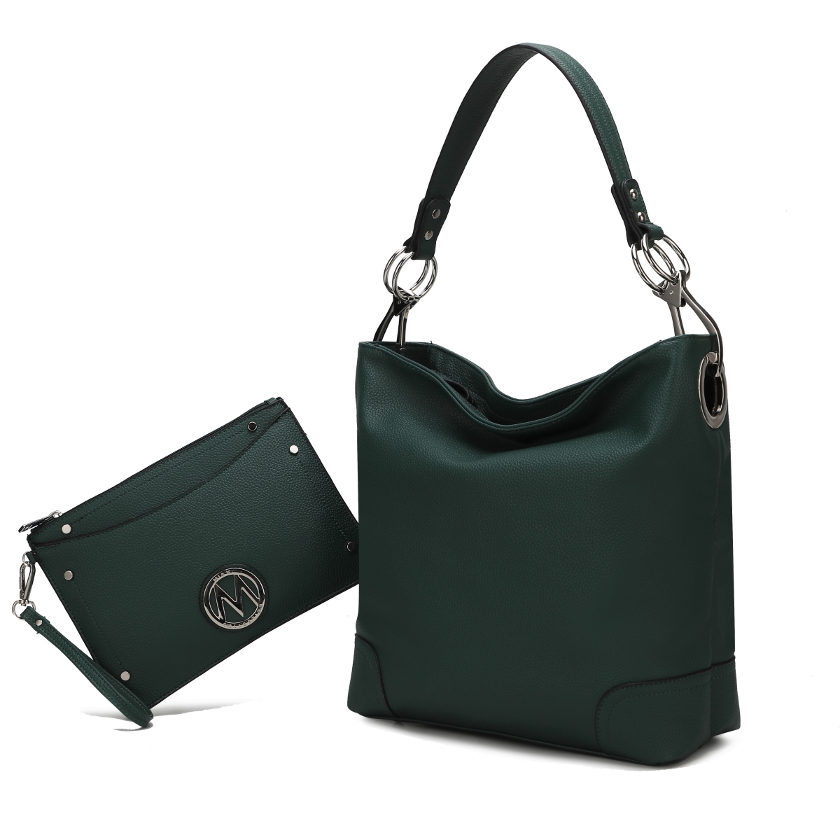 MKF-SL-X660DGRN Viviana Vegan Leather Womens Hobo Bag by Mia K with Wristlet  2 pieces -  MKF Collection by Mia K.