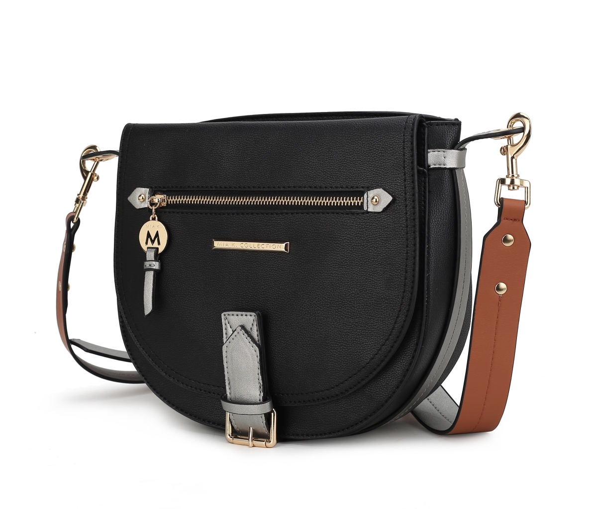 Picture of MKF Collection by Mia K. MKF-L108BK Drew Vegan Leather Color Block Womens Shoulder Bag by Mia K