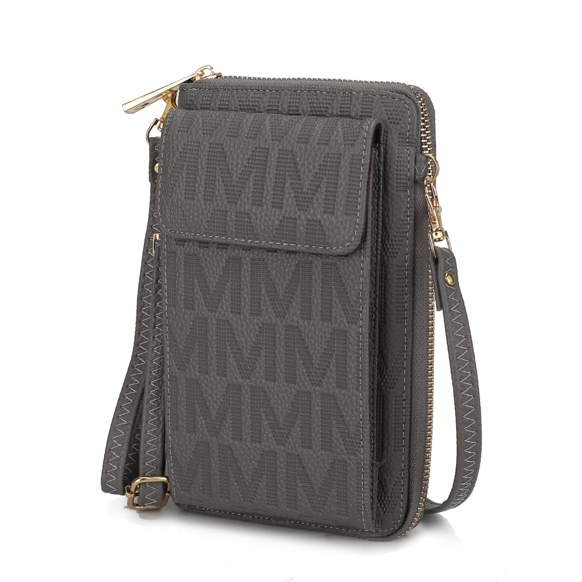 Picture of MKF Collection by Mia K. MKF-PU7791GRY Caddy Phone Wallet Crossbody Bag
