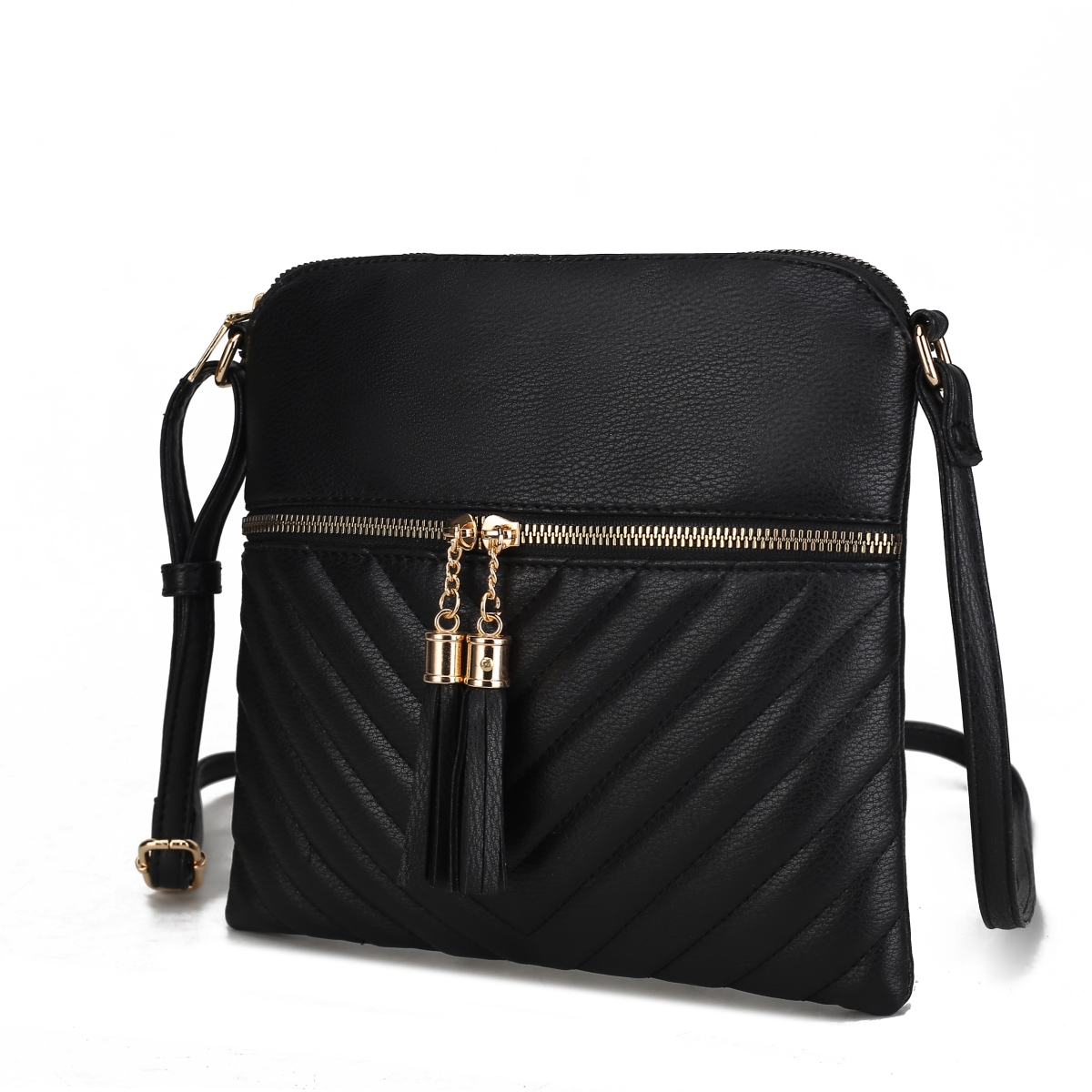 Picture of MKF Collection by Mia K. MKF-CV20243BK Winnie Quilted Vegan Leather Womens Crossbody