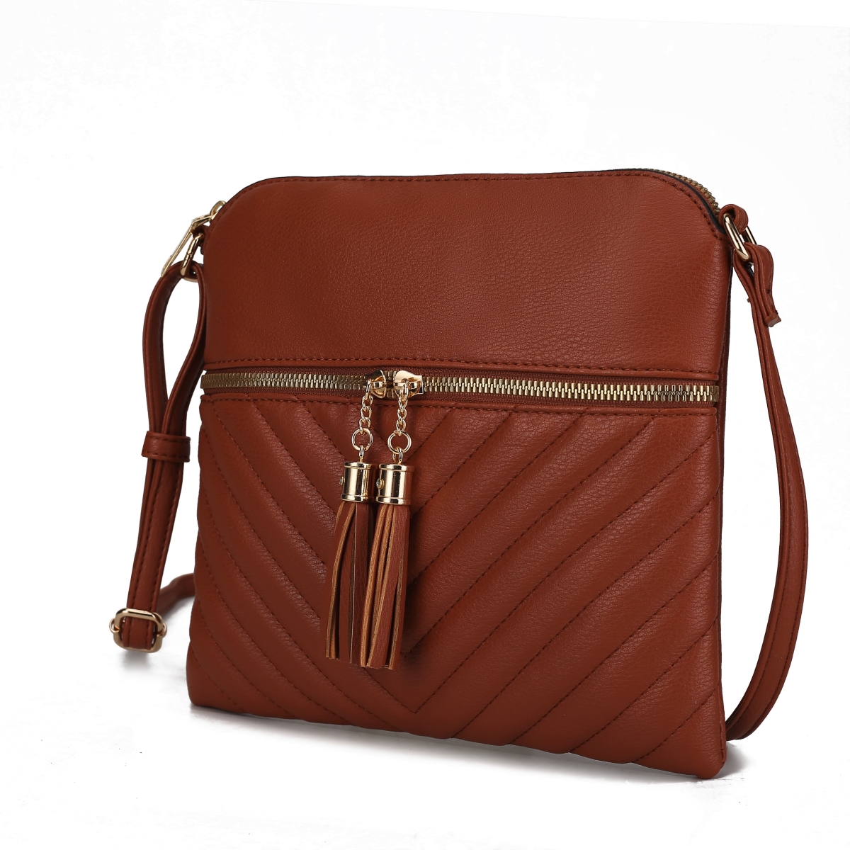 Picture of MKF Collection by Mia K. MKF-CV20243BR Winnie Quilted Vegan Leather Womens Crossbody