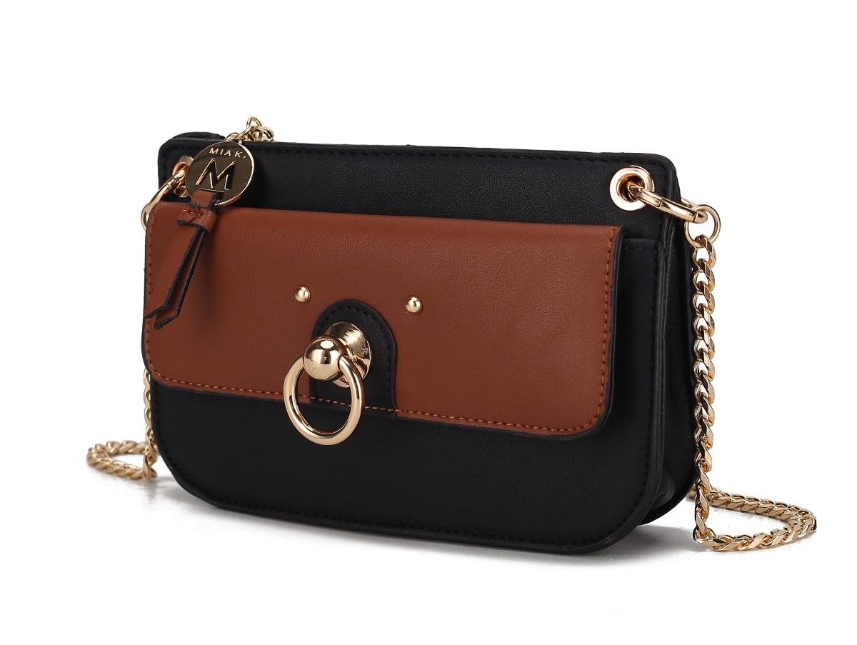 Picture of MKF Collection by Mia K. MKF-CB-L150BK-BR Jill Vegan Leather Womens Color Block Crossbody Bag