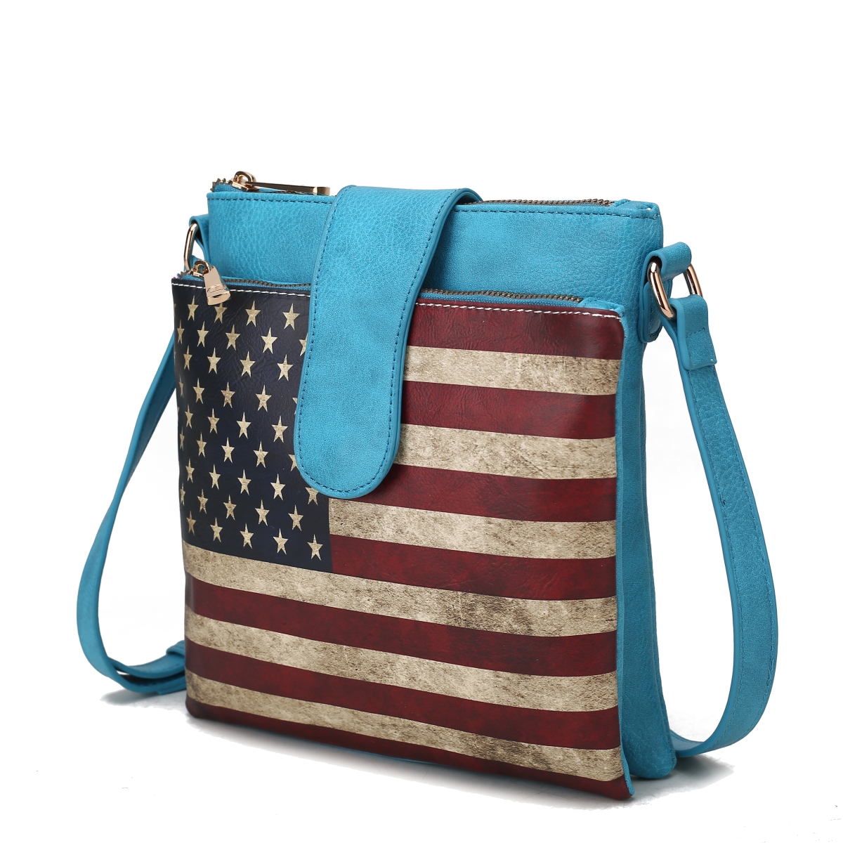 Picture of MKF Collection by Mia K. MKF-FG7404TQ Josephine Vegan Leather Womens FLAG Crossbody Bag