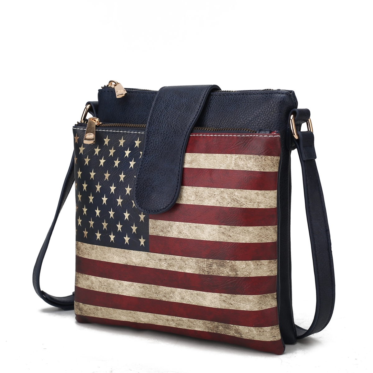 Picture of MKF Collection by Mia K. MKF-FG7404NV Josephine Vegan Leather Womens FLAG Crossbody Bag