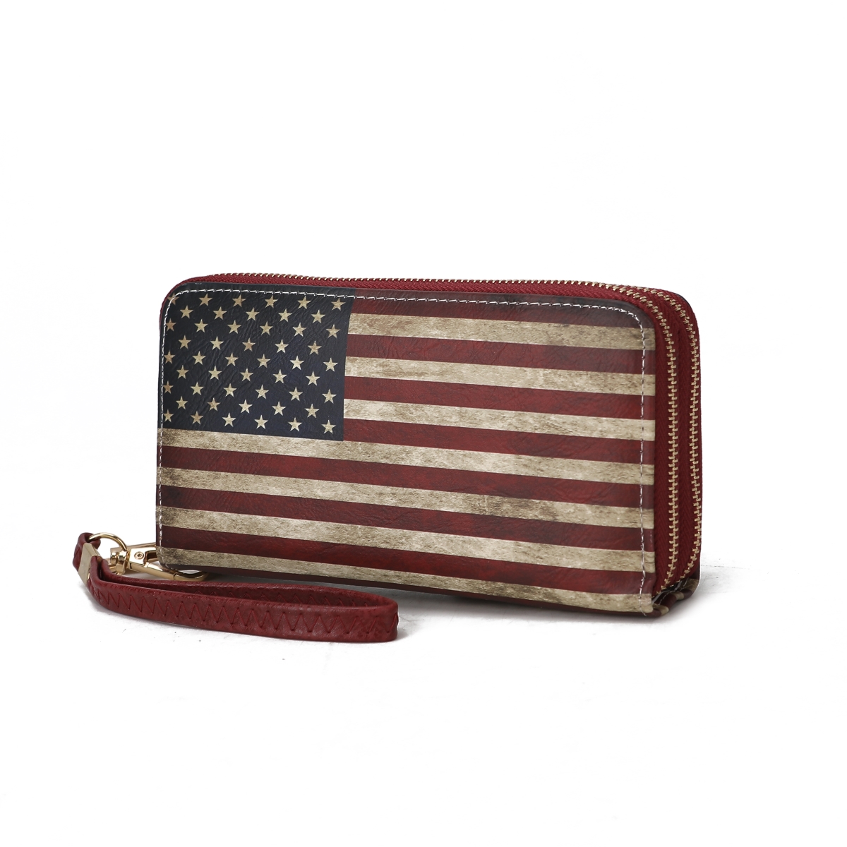 Picture of MKF Collection by Mia K. MKF-FG7470BRG Uriel Vegan Leather Womens FLAG Wristlet Wallet