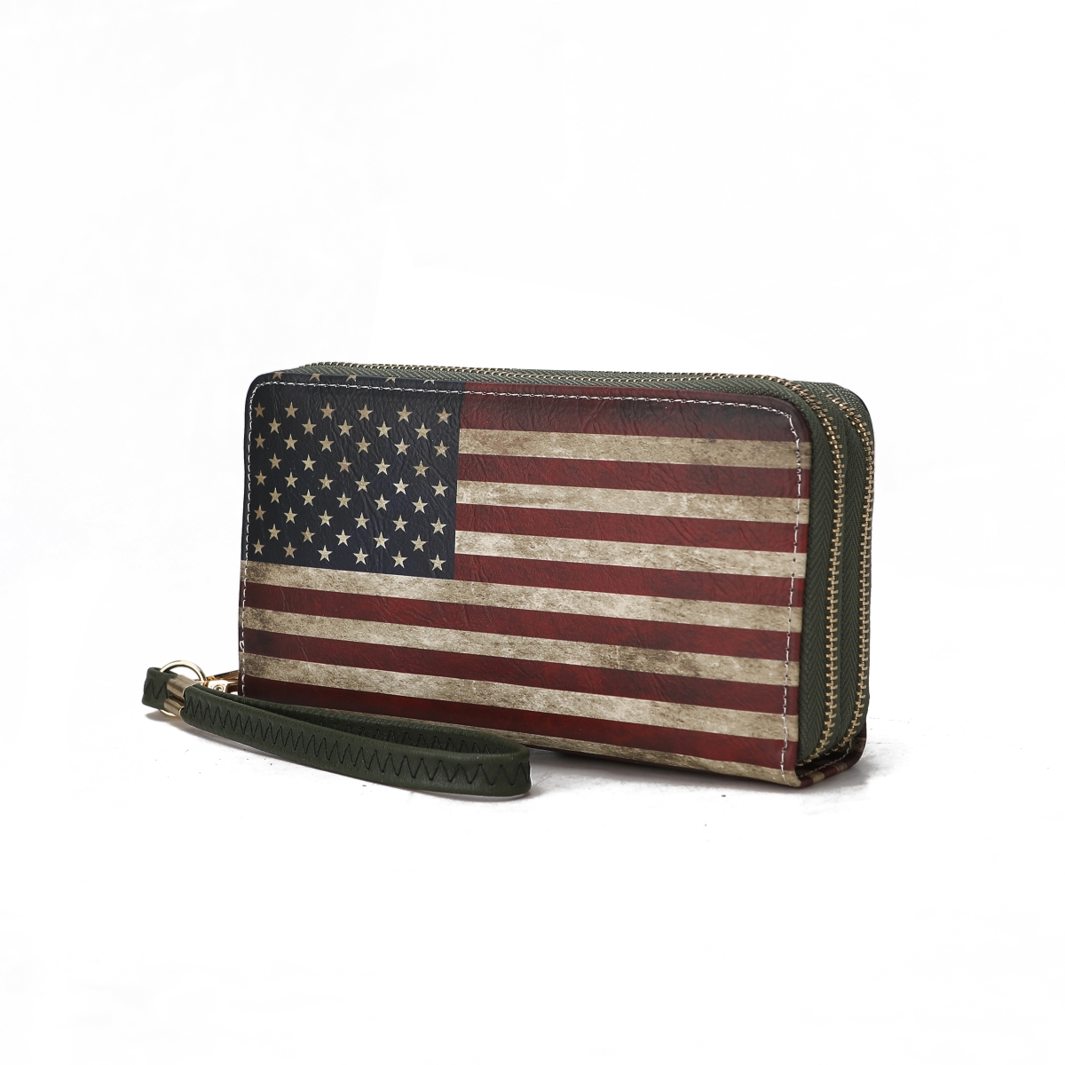 Picture of MKF Collection by Mia K. MKF-FG7470GRN Uriel Vegan Leather Womens FLAG Wristlet Wallet