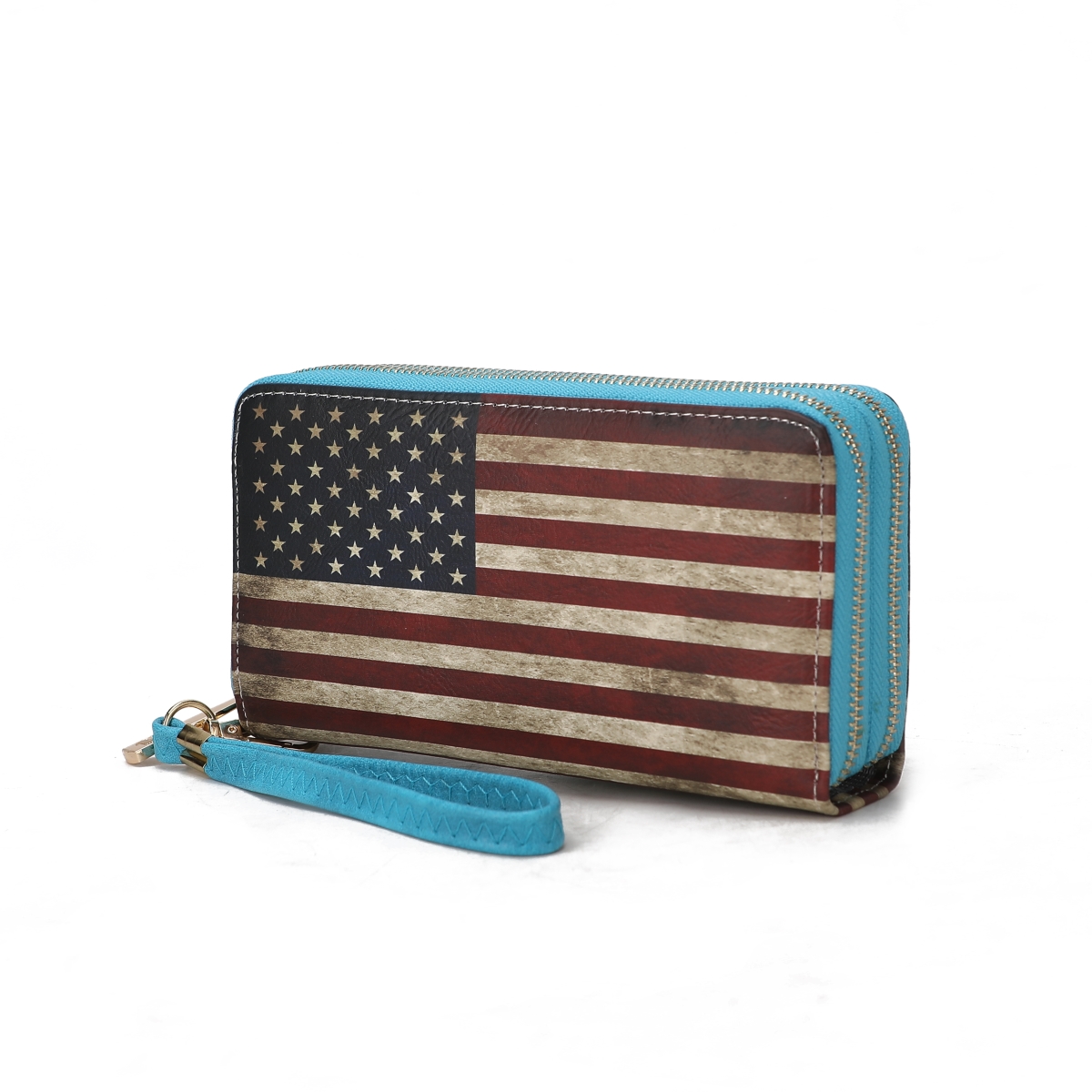 Picture of MKF Collection by Mia K. MKF-FG7470TQ Uriel Vegan Leather Womens FLAG Wristlet Wallet