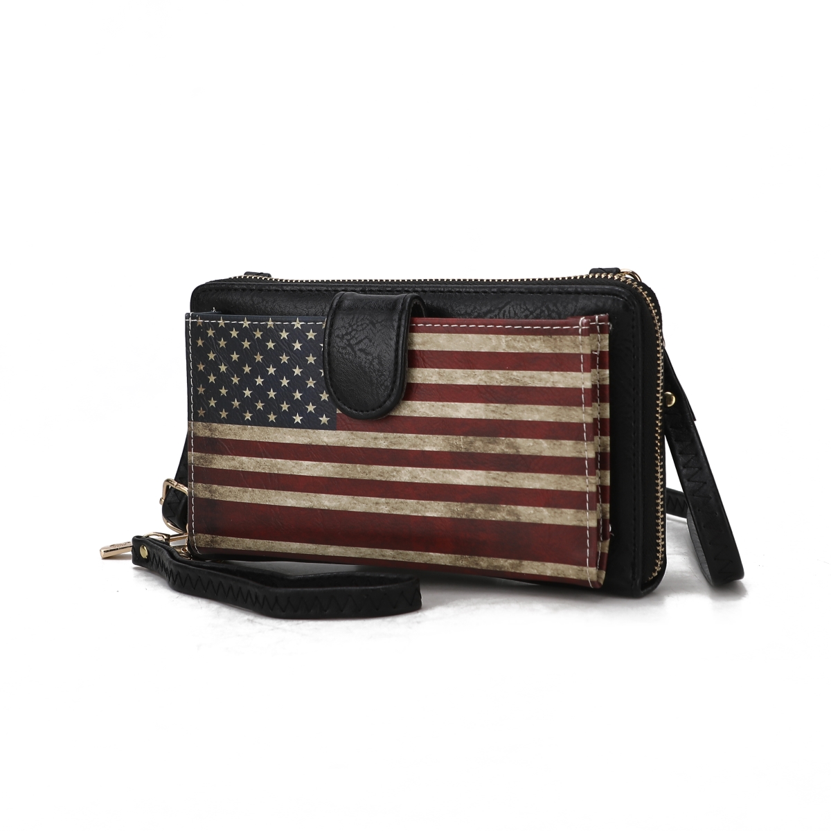 Picture of MKF Collection by Mia K. MKF-FG7406BK Kiara Smartphone and Wallet Convertible FLAG Crossbody Bag