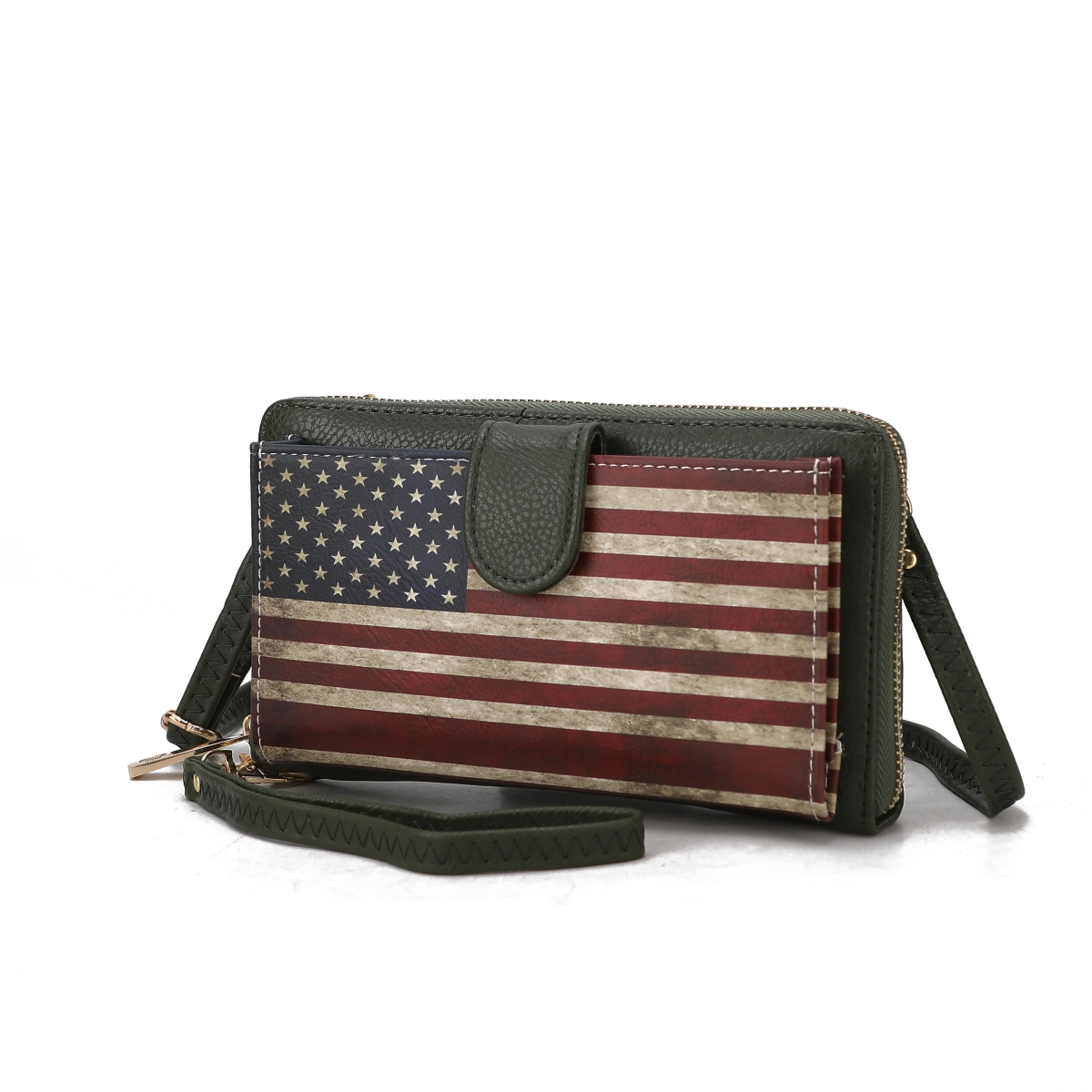 Picture of MKF Collection by Mia K. MKF-FG7406GRN Kiara Smartphone and Wallet Convertible FLAG Crossbody Bag
