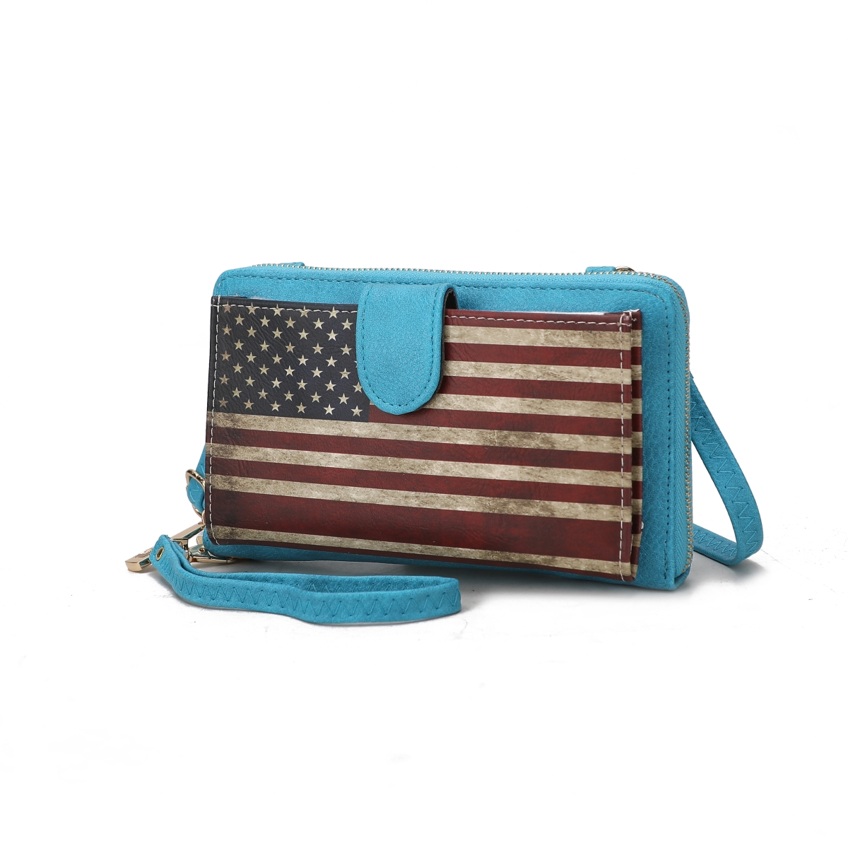 Picture of MKF Collection by Mia K. MKF-FG7406TQ Kiara Smartphone and Wallet Convertible FLAG Crossbody Bag