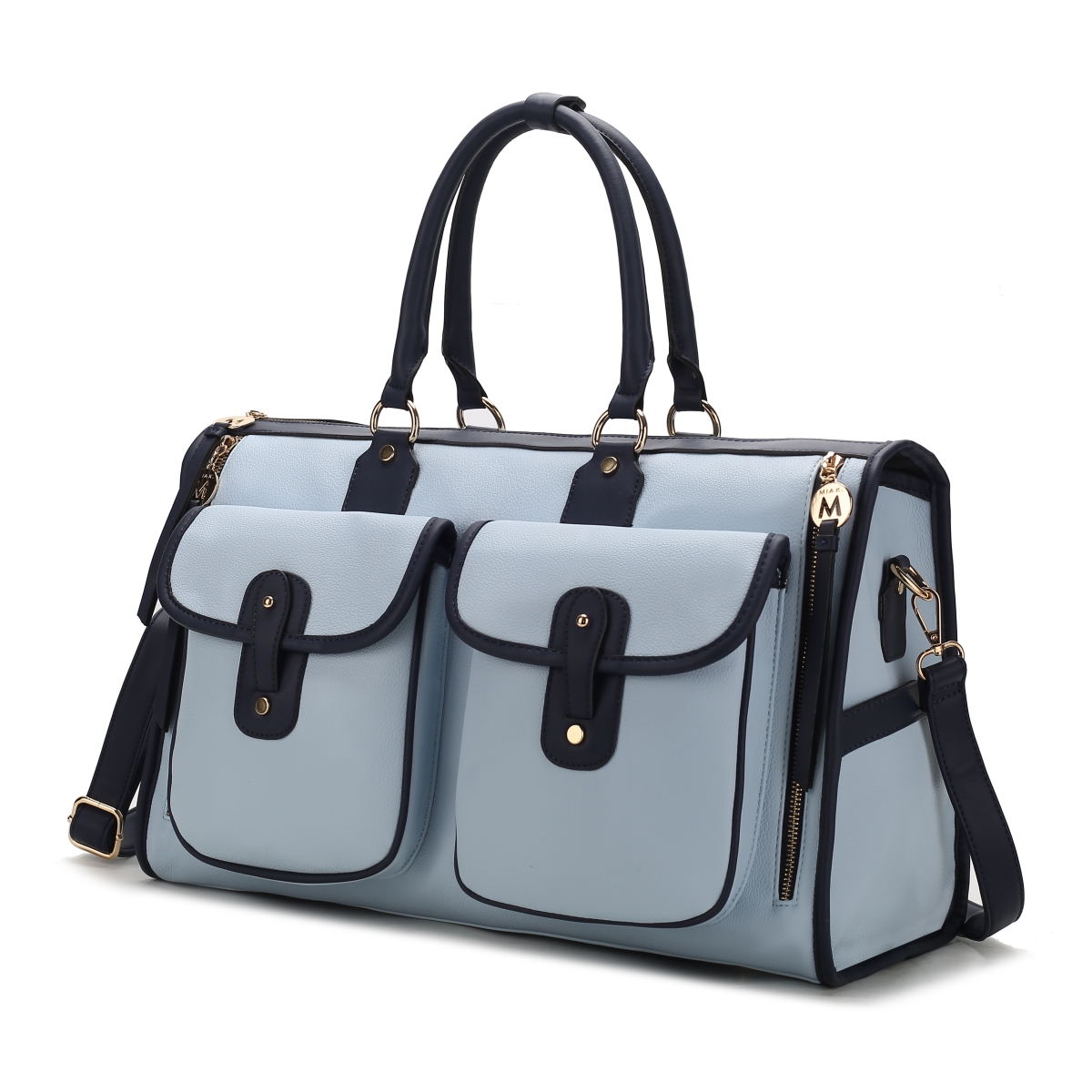 MKF-X804LBLU Genevieve Color Block Vegan Leather Womens Duffle Handbag -  MKF Collection by Mia K.