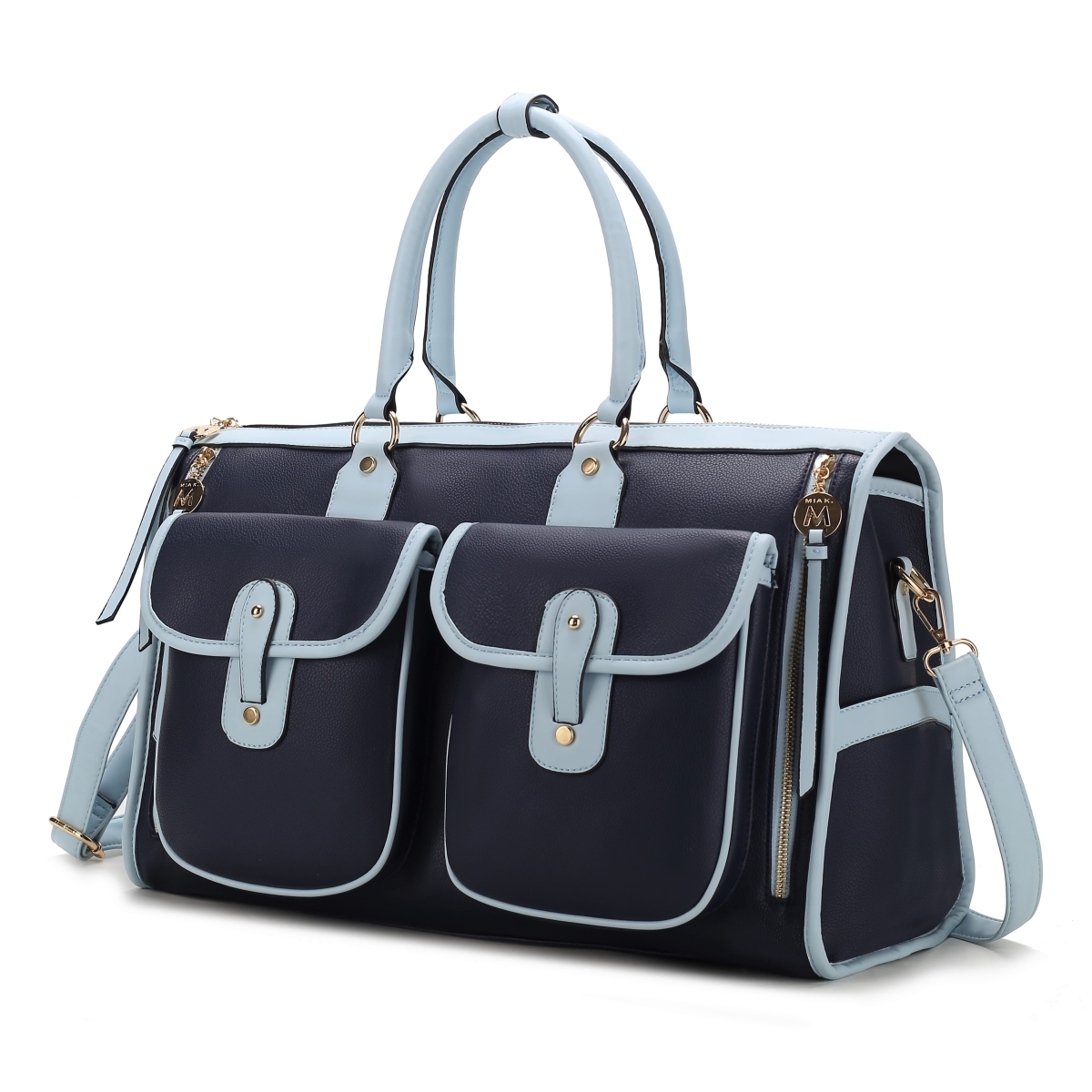 MKF-X804NV Genevieve Color Block Vegan Leather Womens Duffle Handbag -  MKF Collection by Mia K.