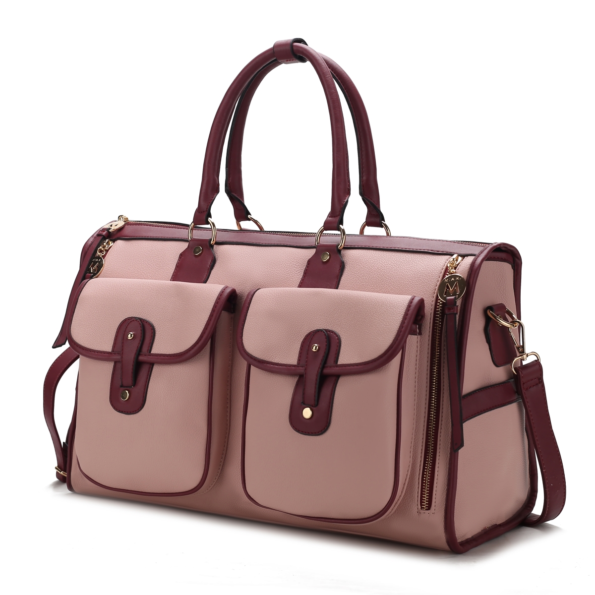 MKF-X804PK Genevieve Color Block Vegan Leather Womens Duffle Handbag -  MKF Collection by Mia K.