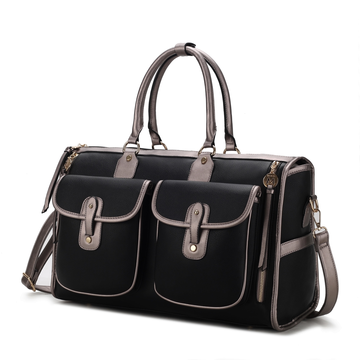 MKF-X804PW Genevieve Color Block Vegan Leather Womens Duffle Handbag -  MKF Collection by Mia K.