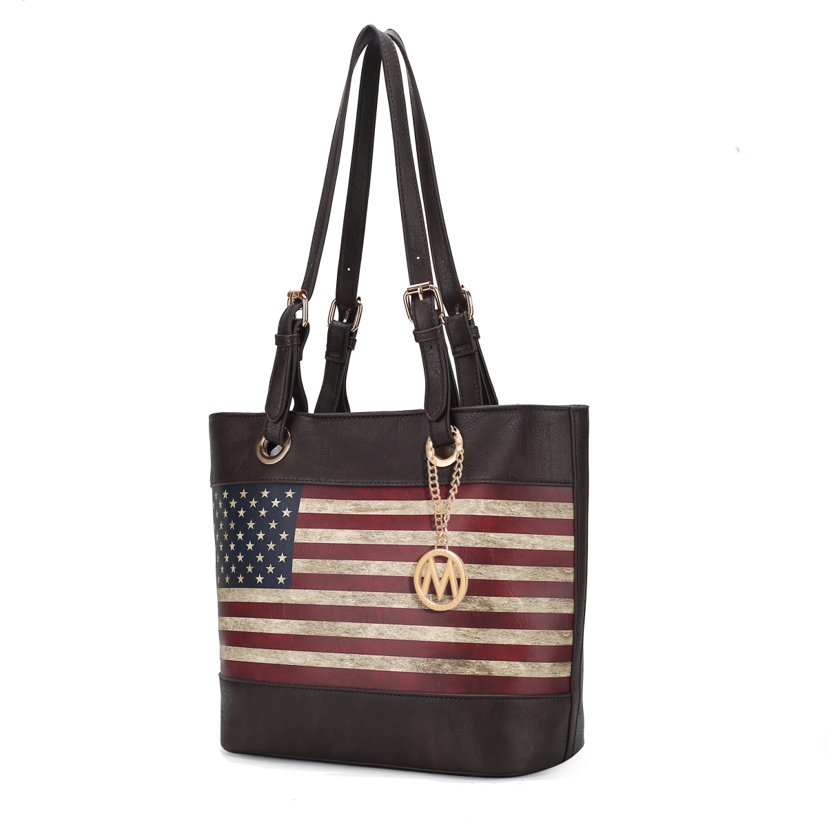 Picture of MKF Collection by Mia K. MKF-FG7407CH Vera Vegan Leather Patriotic Flag Pattern Womens Tote Handbag