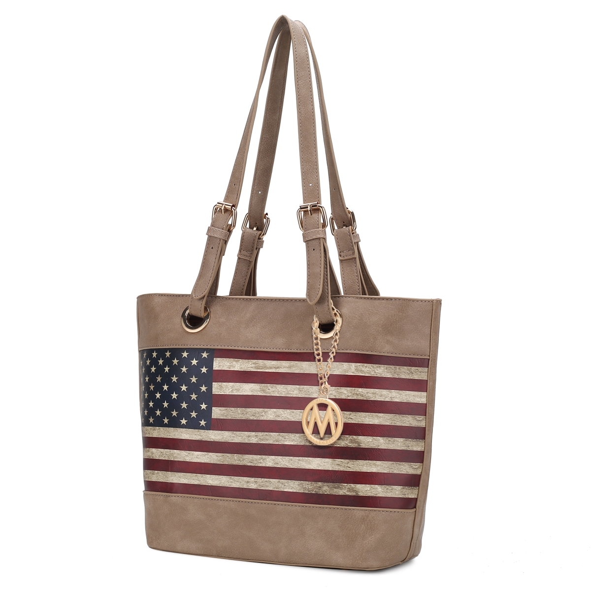 Picture of MKF Collection by Mia K. MKF-FG7407TP Vera Vegan Leather Patriotic Flag Pattern Womens Tote Handbag