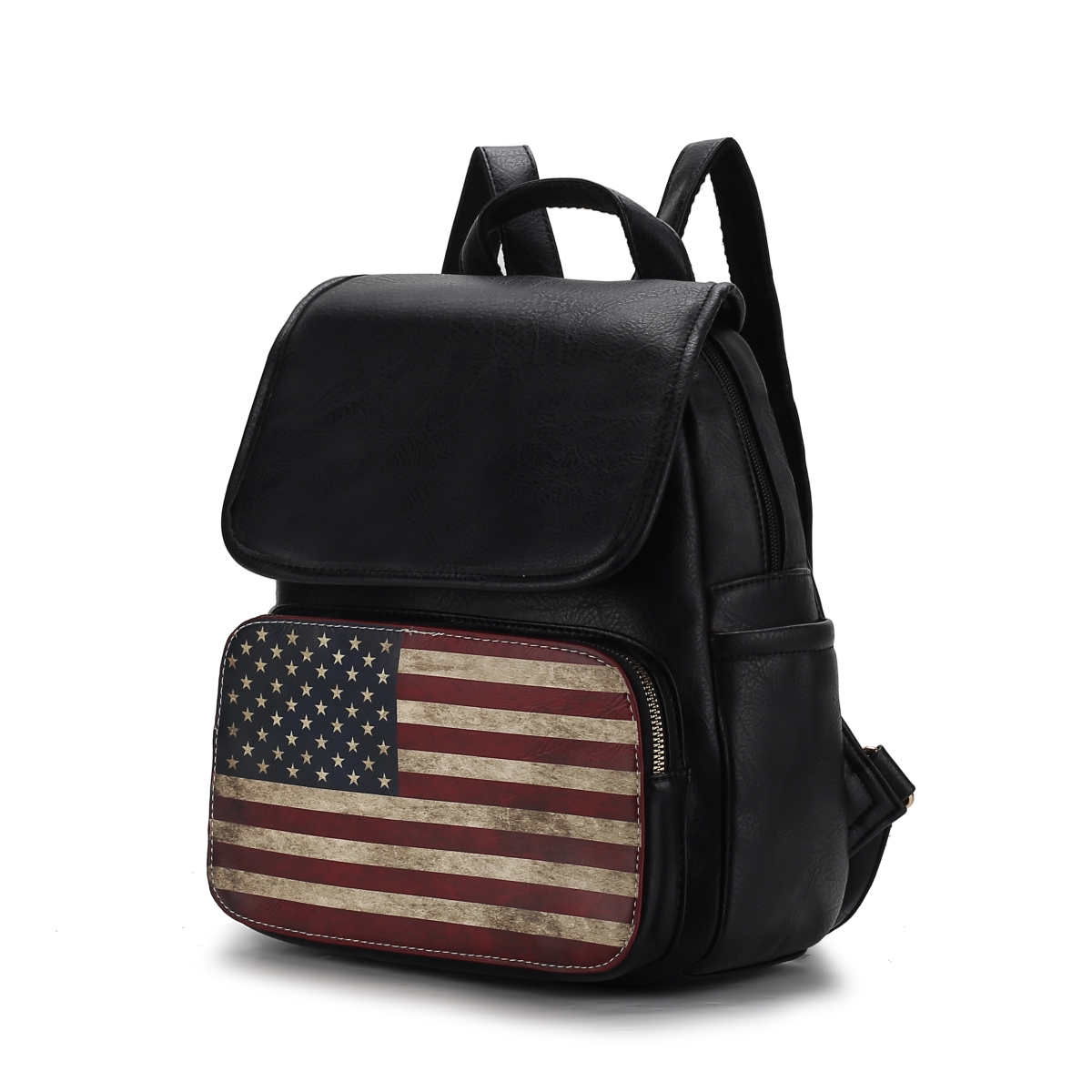 Picture of MKF Collection by Mia K. MKF-FG7409BK Regina Printed Flag Vegan Leather Womens Backpack