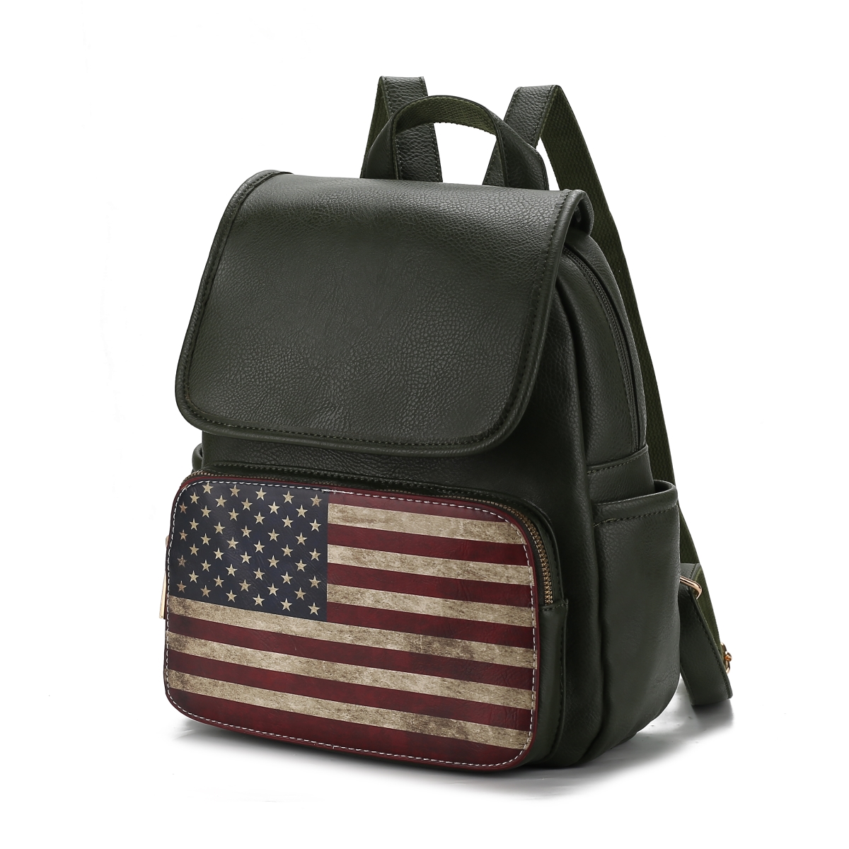 Picture of MKF Collection by Mia K. MKF-FG7409GRN Regina Printed Flag Vegan Leather Womens Backpack