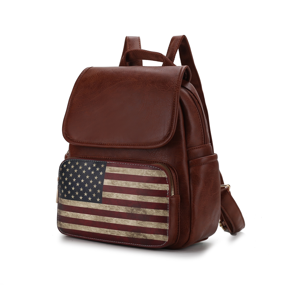Picture of MKF Collection by Mia K. MKF-FG7409TN Regina Printed Flag Vegan Leather Womens Backpack